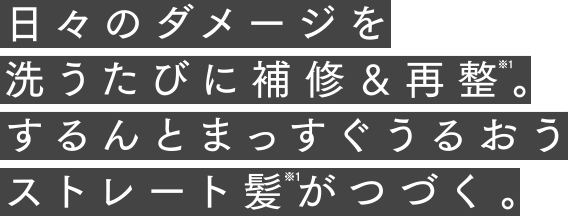 日々のダメージを洗うたびに補修＆再整※1。するんとまっすぐうるおうストレート髪※1がつづく。
